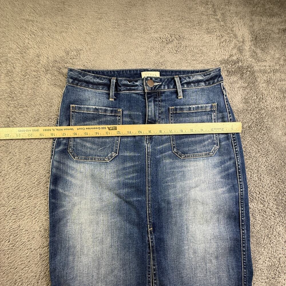 Hinge Denim Pencil Skirt Midi Womens 10 Blue Stone Wash Stretch Cotton - Picture 5 of 8